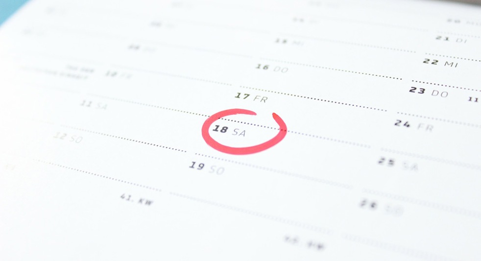 Calendar with one date circled in red